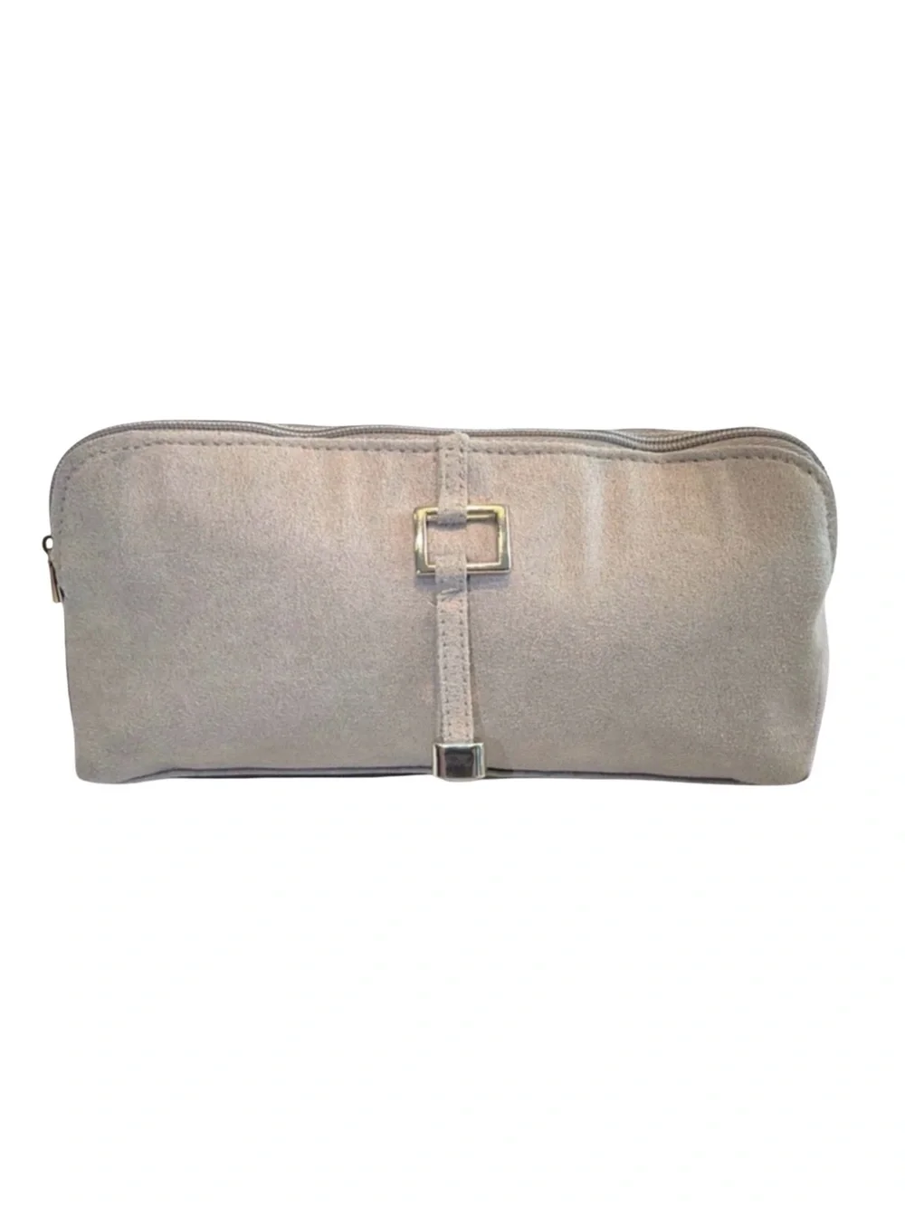 Estée Lauder Dove Grey Faux Suede Cosmetic Pouch | Silver Hardware | NWOT